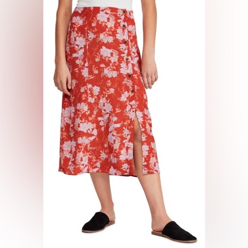 Free People Retro Love Printed button front midi skirt women’s cottagecore fairy